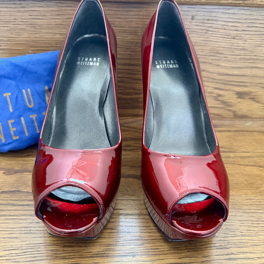 Stuart Weitzman Sierra Platform Pump Burgundy 8.5 - image 4